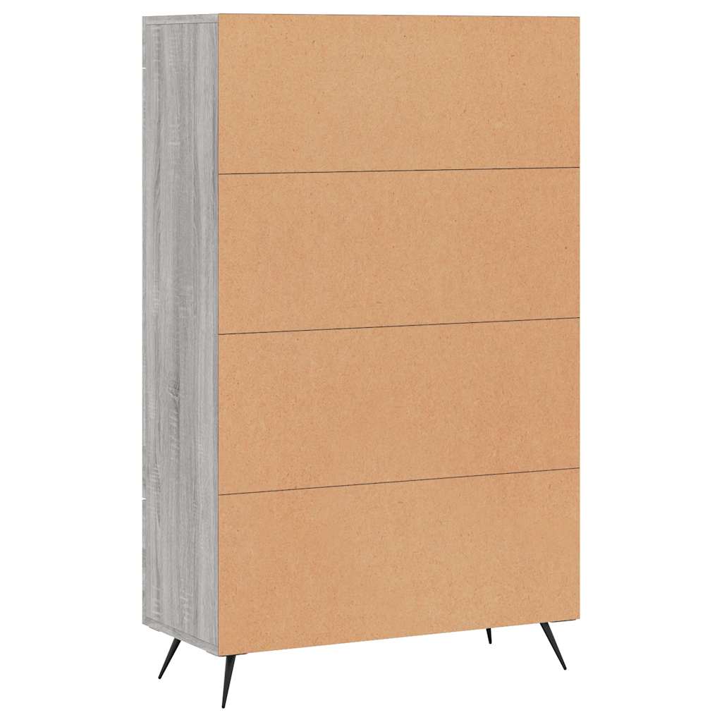 Visoka komoda siva boja hrasta 69,5x31x115 cm konstruirano drvo