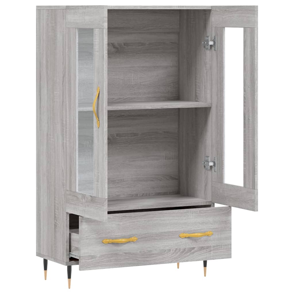 Visoka komoda siva boja hrasta 69,5x31x115 cm konstruirano drvo