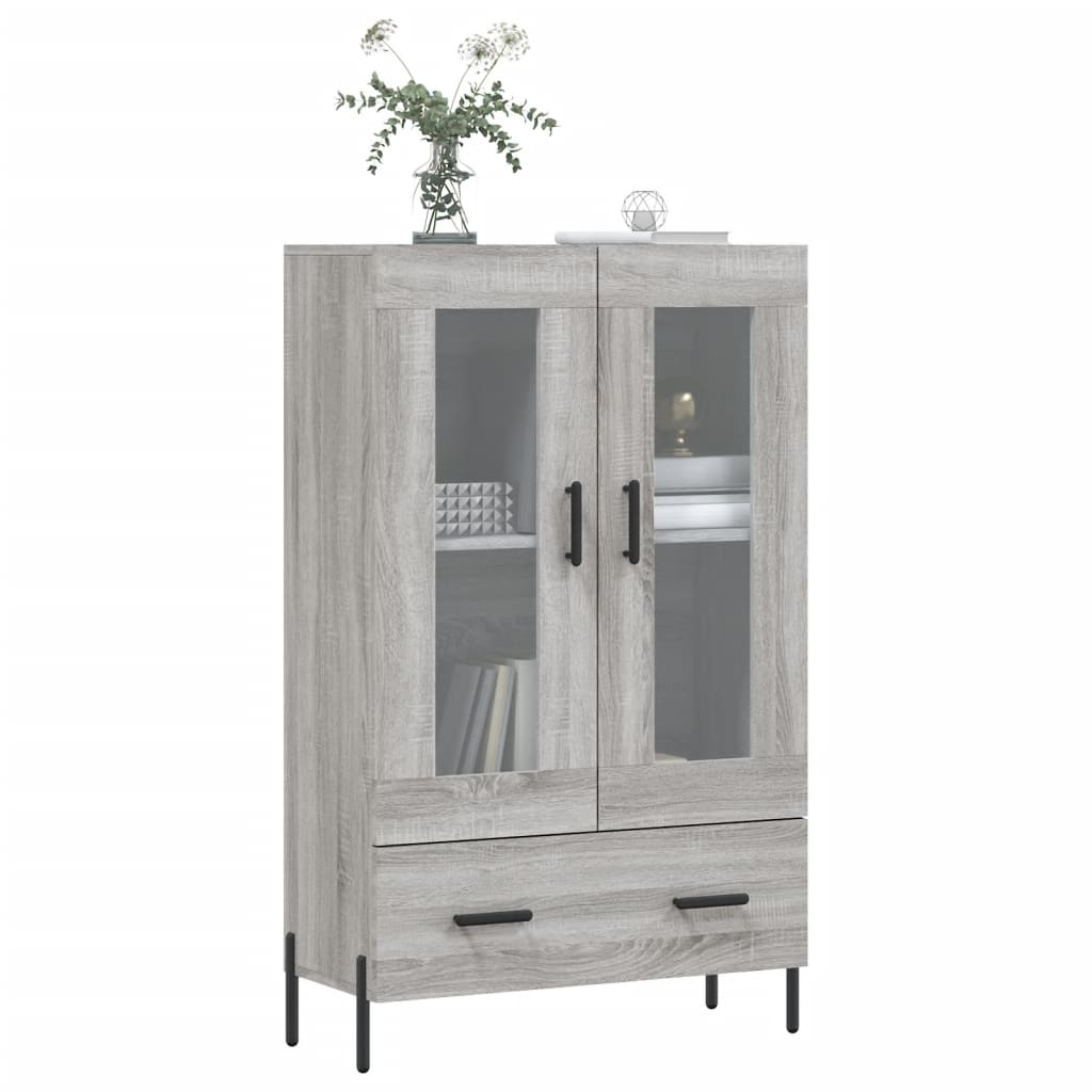 Visoka komoda siva boja hrasta 69,5x31x115 cm konstruirano drvo