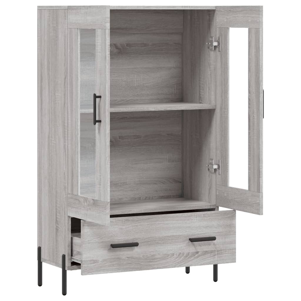 Visoka komoda siva boja hrasta 69,5x31x115 cm konstruirano drvo