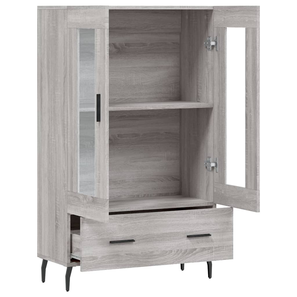 Visoka komoda siva boja hrasta 69,5x31x115 cm konstruirano drvo