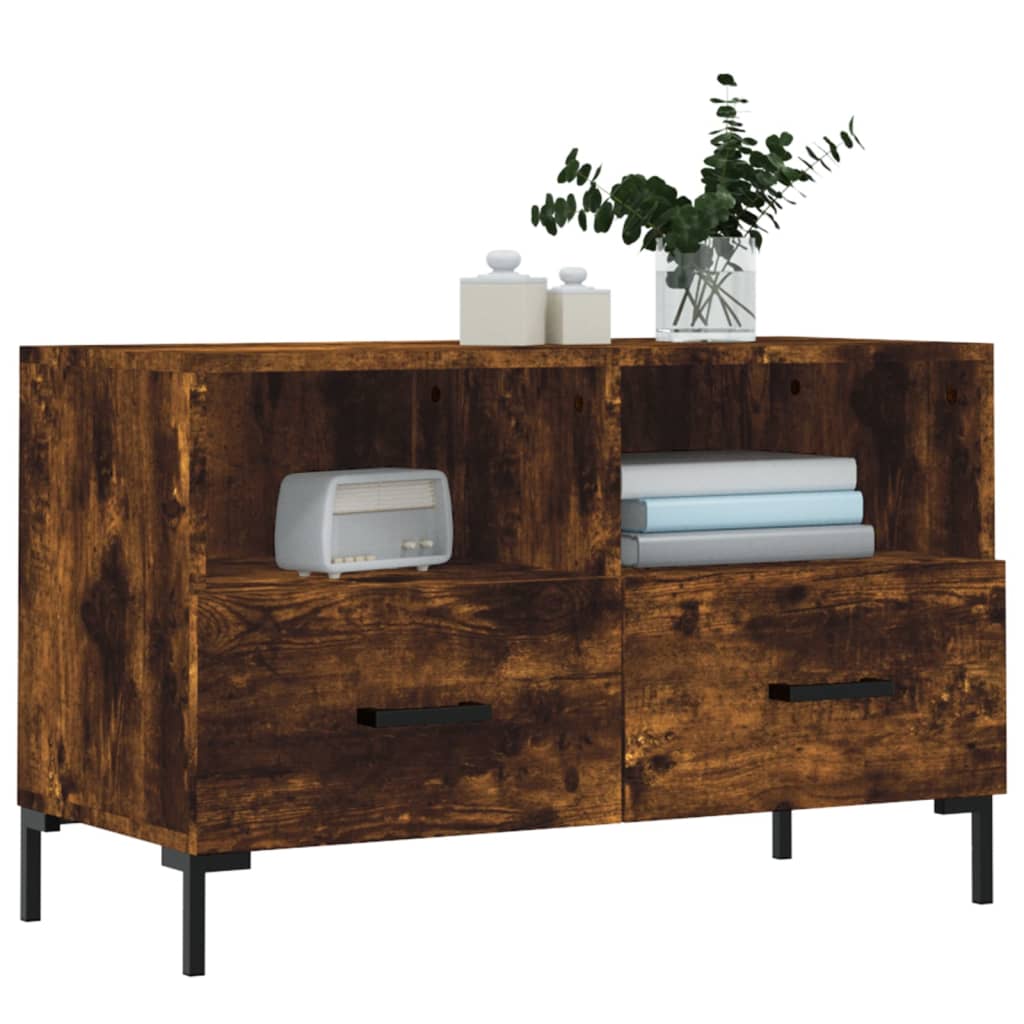 TV ormarić dimljeni hrast 80 x 36 x 50 cm konstruirano drvo