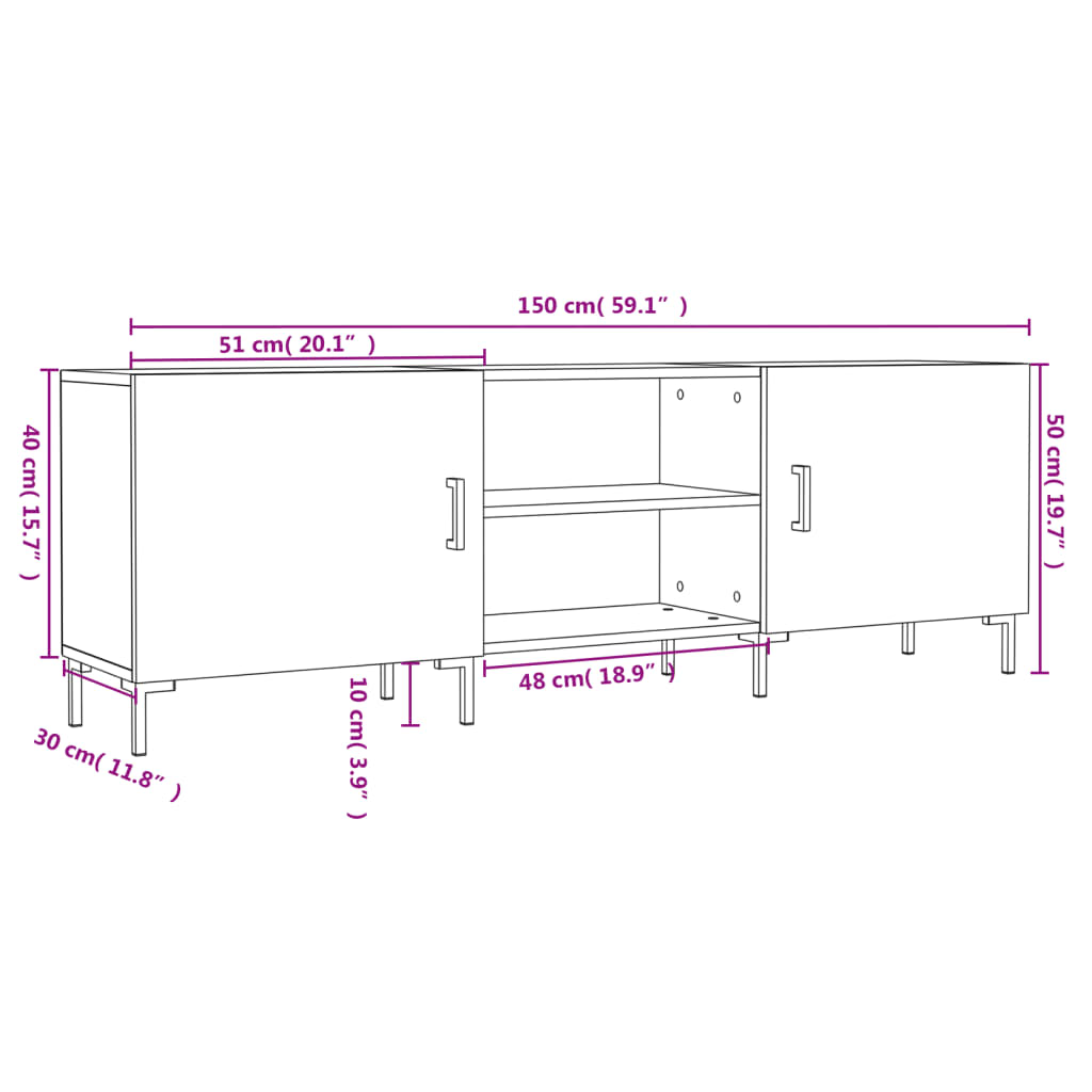 TV ormarić crni 150 x 30 x 50 cm od konstruiranog drva