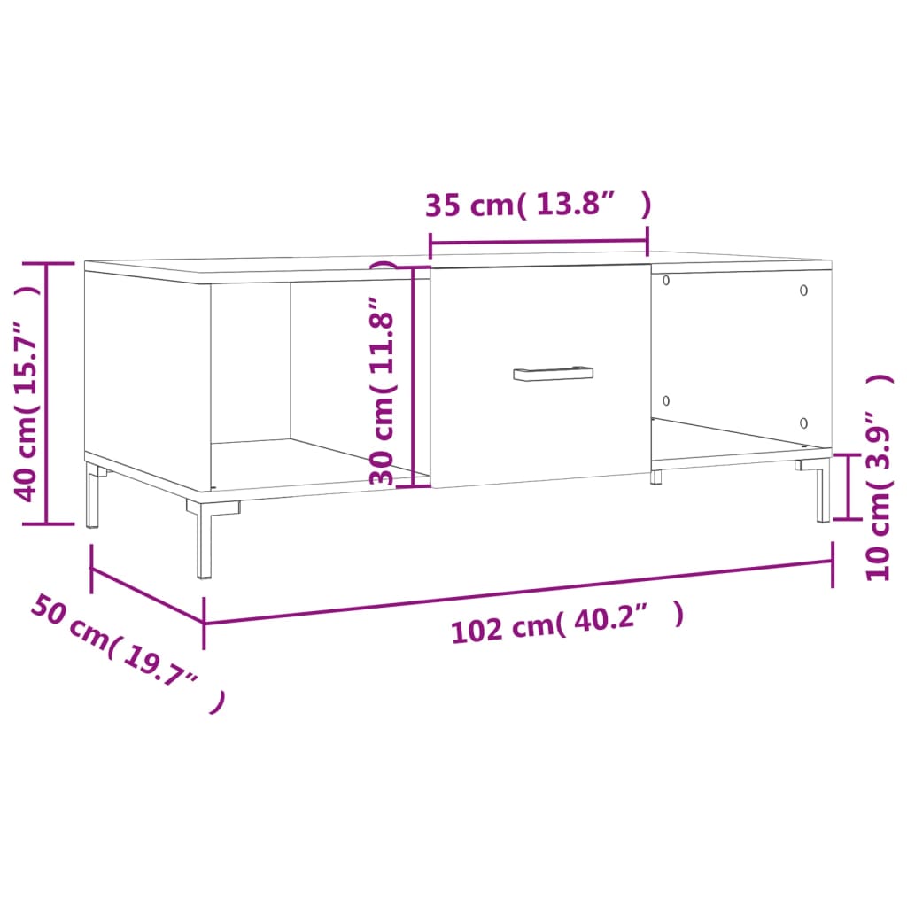 Stolić za kavu boja hrasta 102 x 50 x 40 cm konstruirano drvo