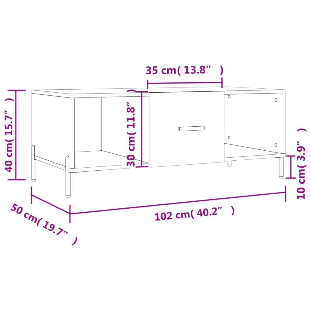 Stolić za kavu boja betona 102 x 50 x 40 cm konstruirano drvo