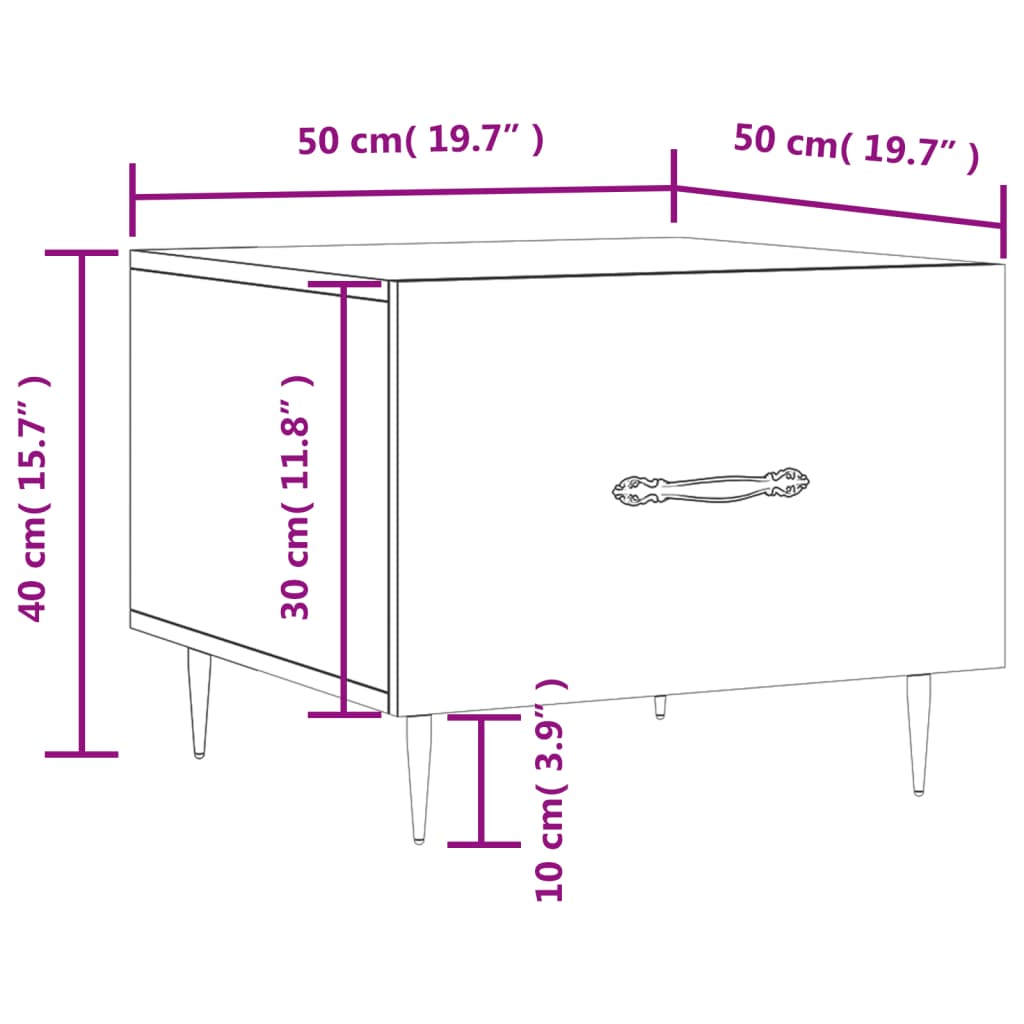 Stolići za kavu 2 kom sjajni bijeli 50x50x40 konstruirano drvo