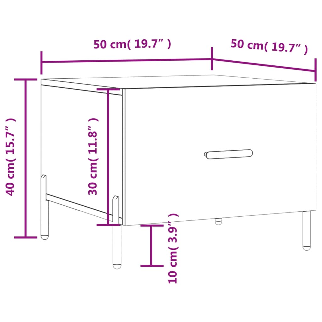 Stolići za kavu 2 kom boja hrast 50x50x40 cm konstruirano drvo