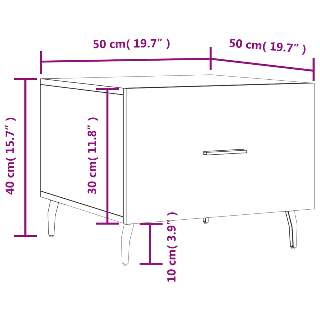 Stolići za kavu 2 kom sjajni bijeli 50x50x40 konstruirano drvo