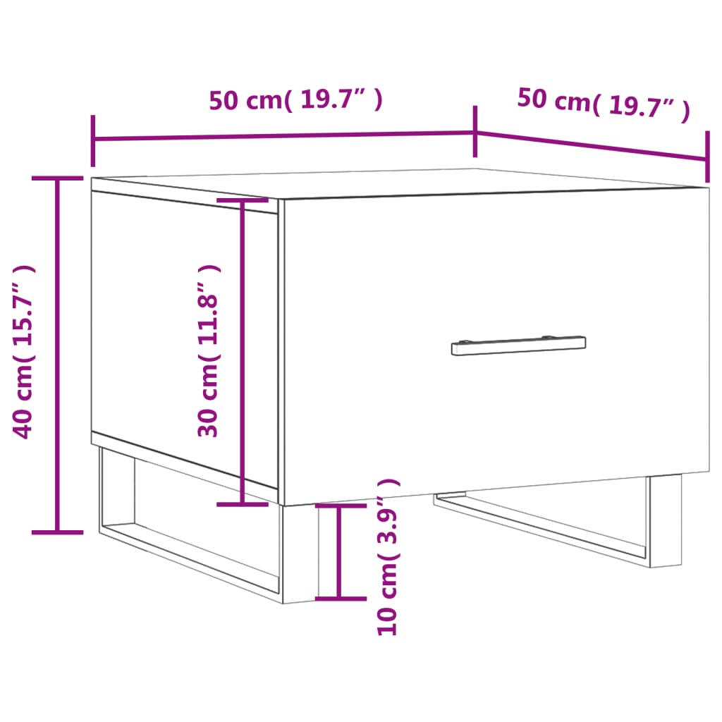 Stolići za kavu 2 kom bijeli 50x50x40 cm od konstruiranog drva