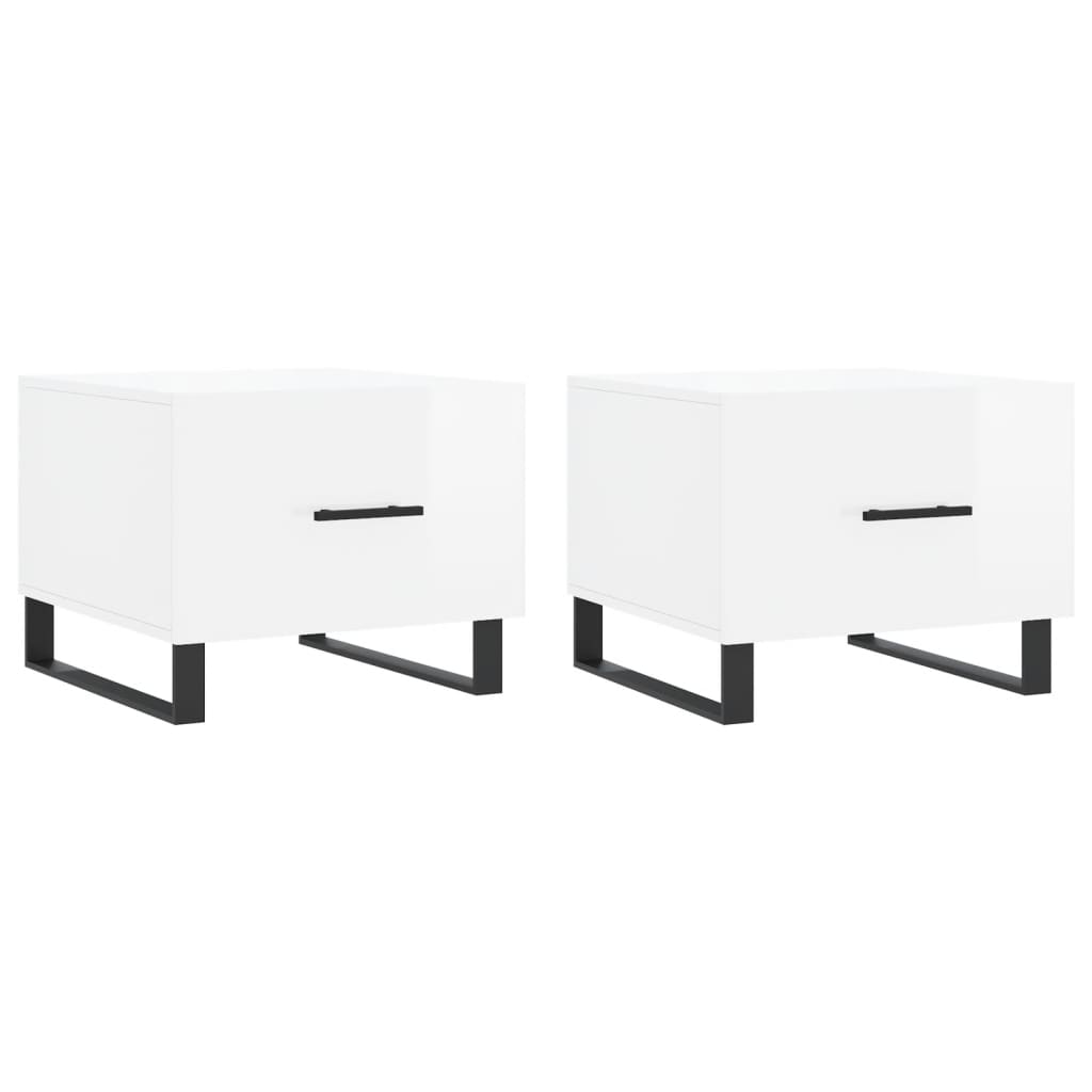 Stolići za kavu 2 kom sjajni bijeli 50x50x40 konstruirano drvo