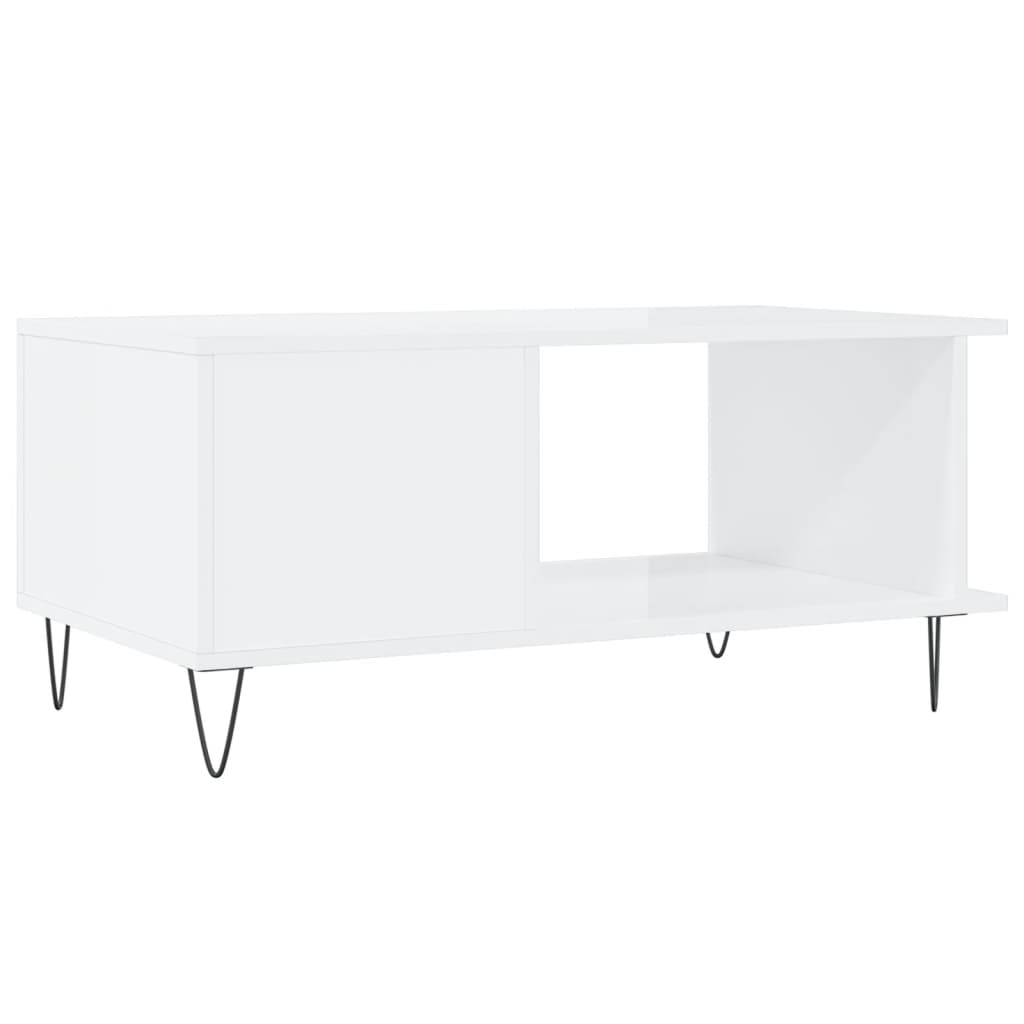Stolić za kavu sjajni bijeli 90 x 50 x 40 cm konstruirano drvo
