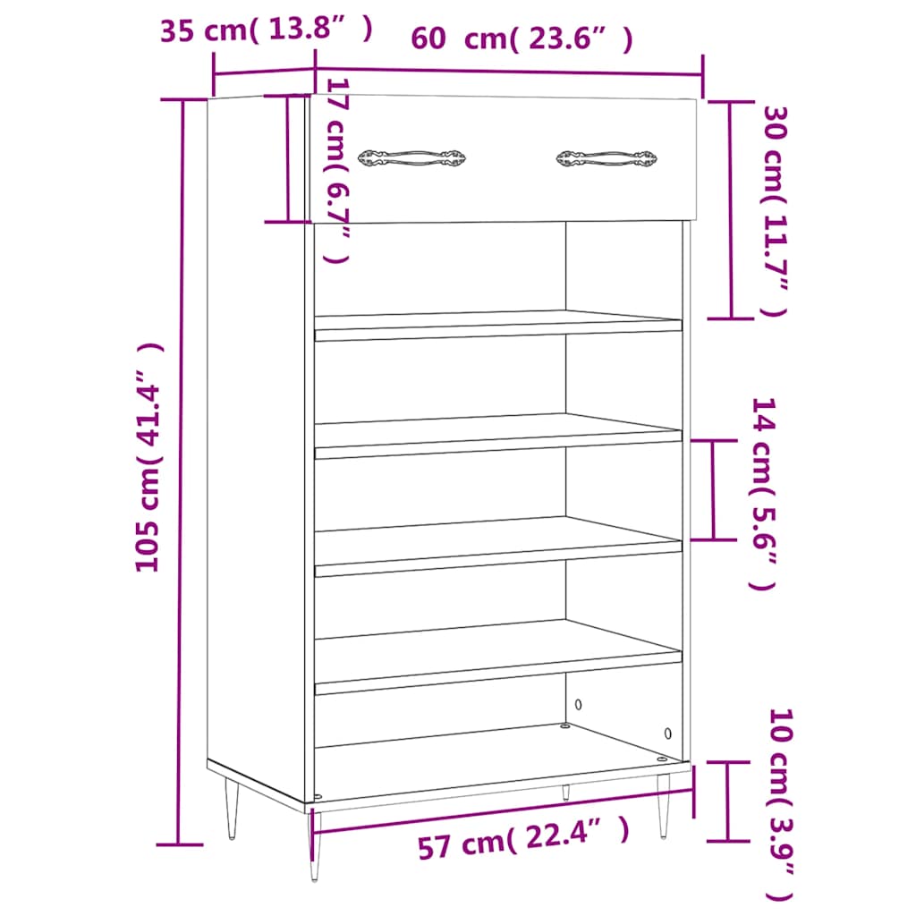 Ormarić za cipele crni 60 x 35 x 105 cm od konstruiranog drva