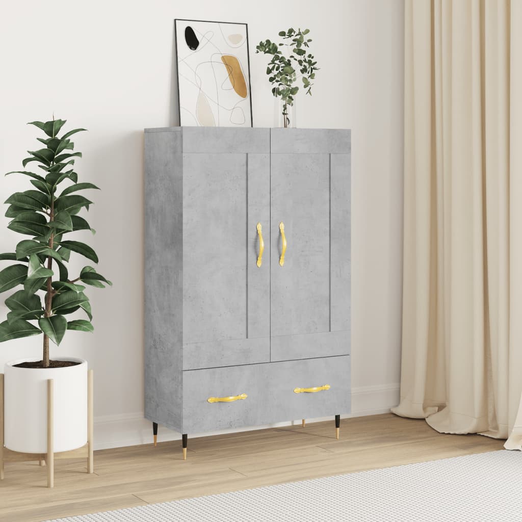 Visoka komoda boja betona 69,5 x 31 x 115 cm konstruirano drvo