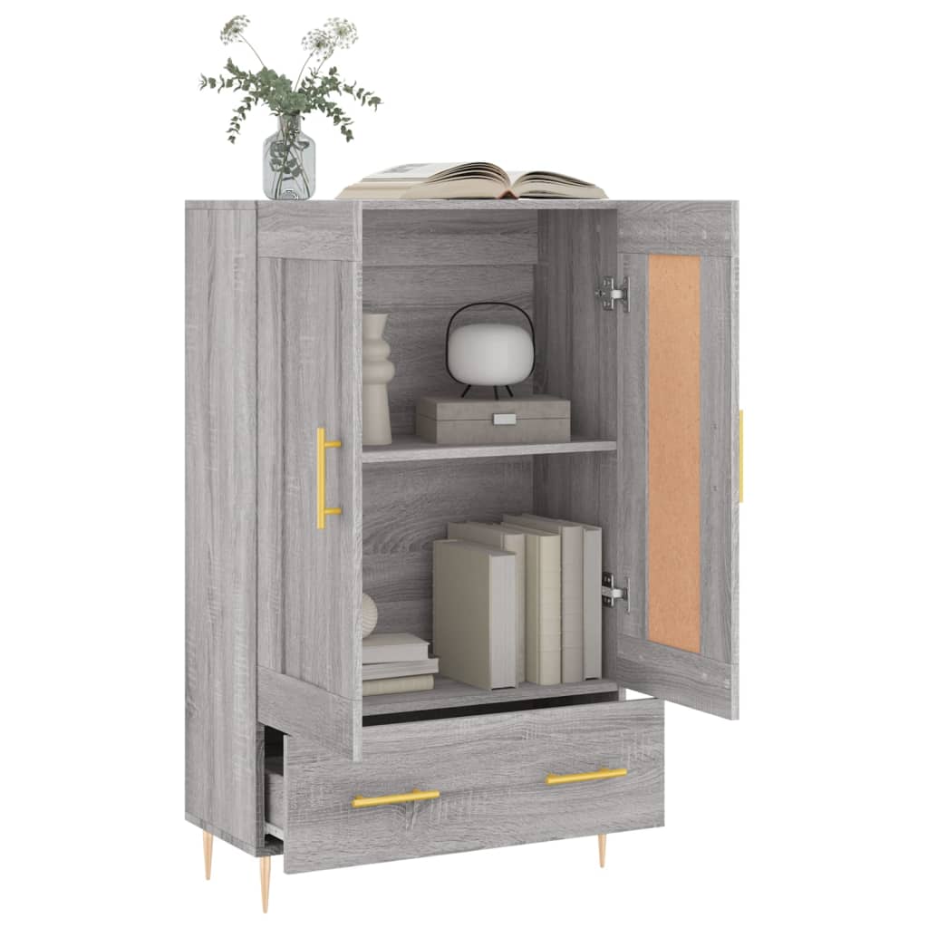 Visoka komoda siva boja hrasta 69,5x31x115 cm konstruirano drvo