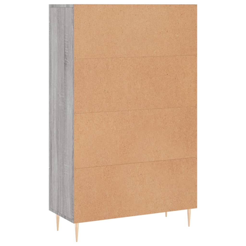 Visoka komoda siva boja hrasta 69,5x31x115 cm konstruirano drvo