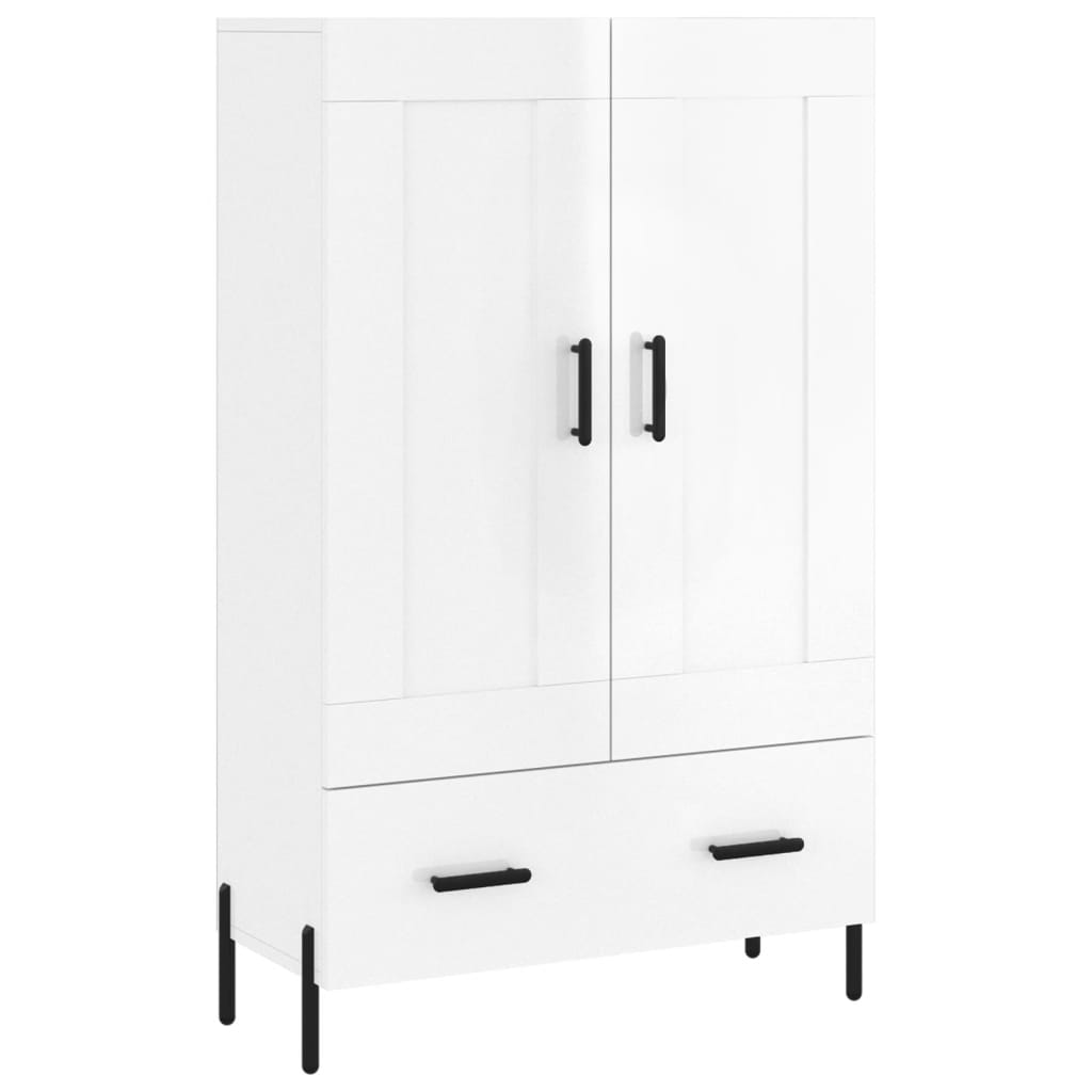 Visoka komoda sjajna bijela 69,5x31x115 cm konstruirano drvo
