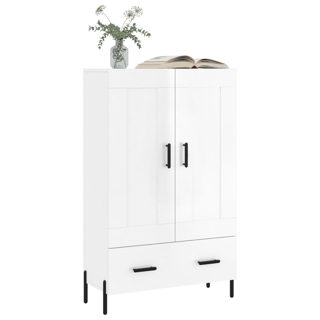 Visoka komoda sjajna bijela 69,5x31x115 cm konstruirano drvo