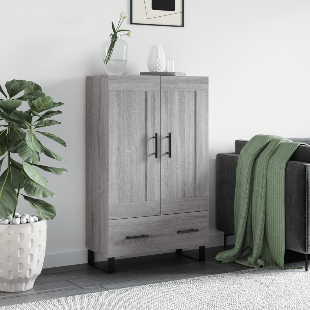 Visoka komoda siva boja hrasta 69,5x31x115 cm konstruirano drvo