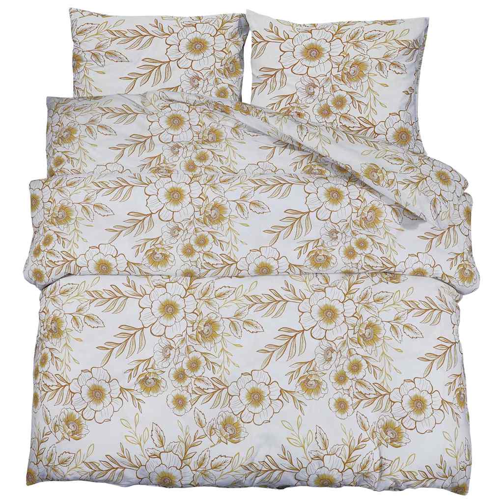 Set posteljine za poplun bijelo-smeđi 260 x 240 cm pamučni