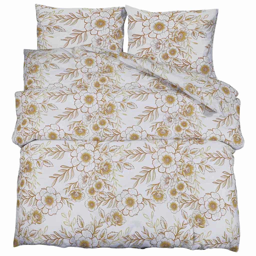 Set posteljine za poplun bijelo-smeđi 225x220 cm pamučni