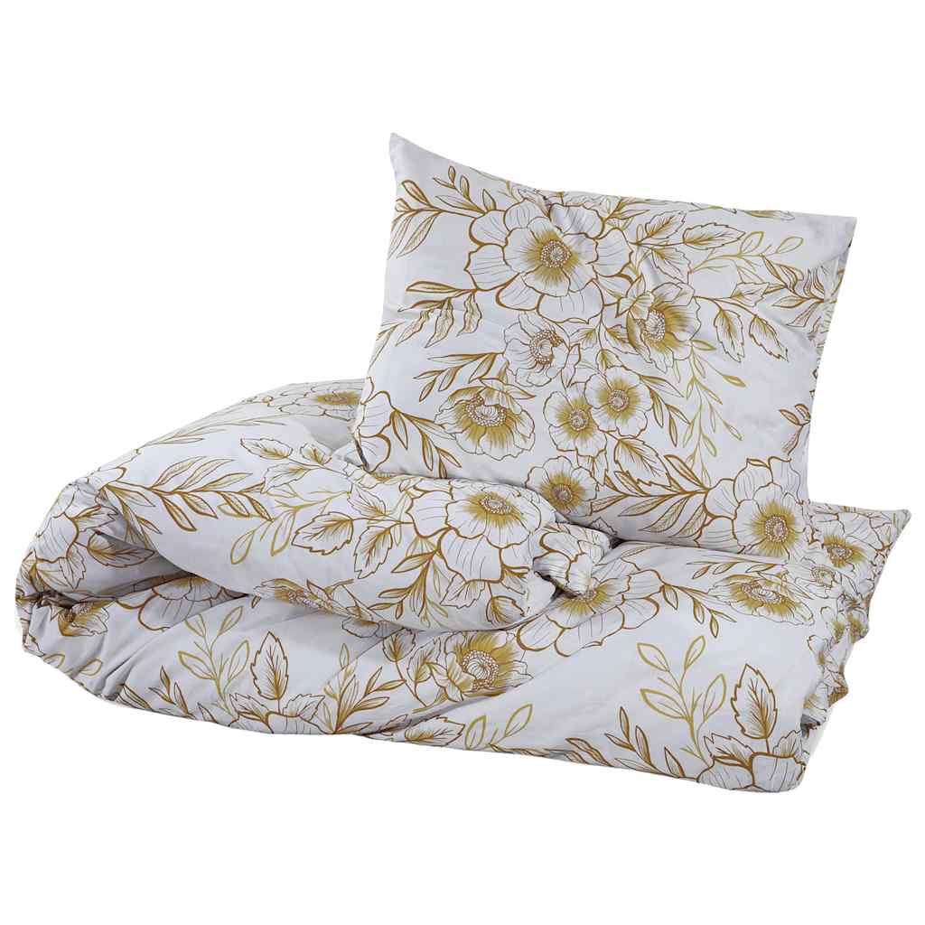 Set posteljine za poplun bijelo-smeđi 225x220 cm pamučni