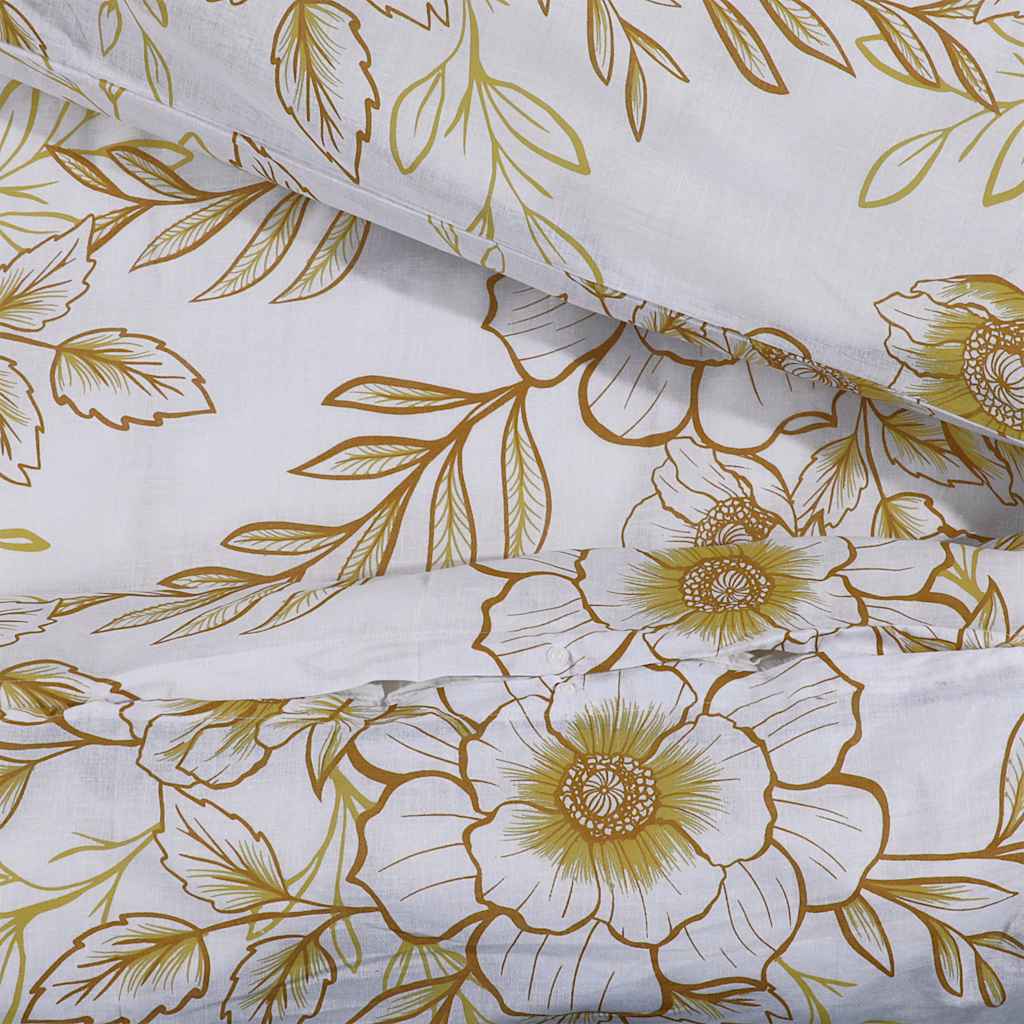 Set posteljine za poplun bijelo-smeđi 225x220 cm pamučni