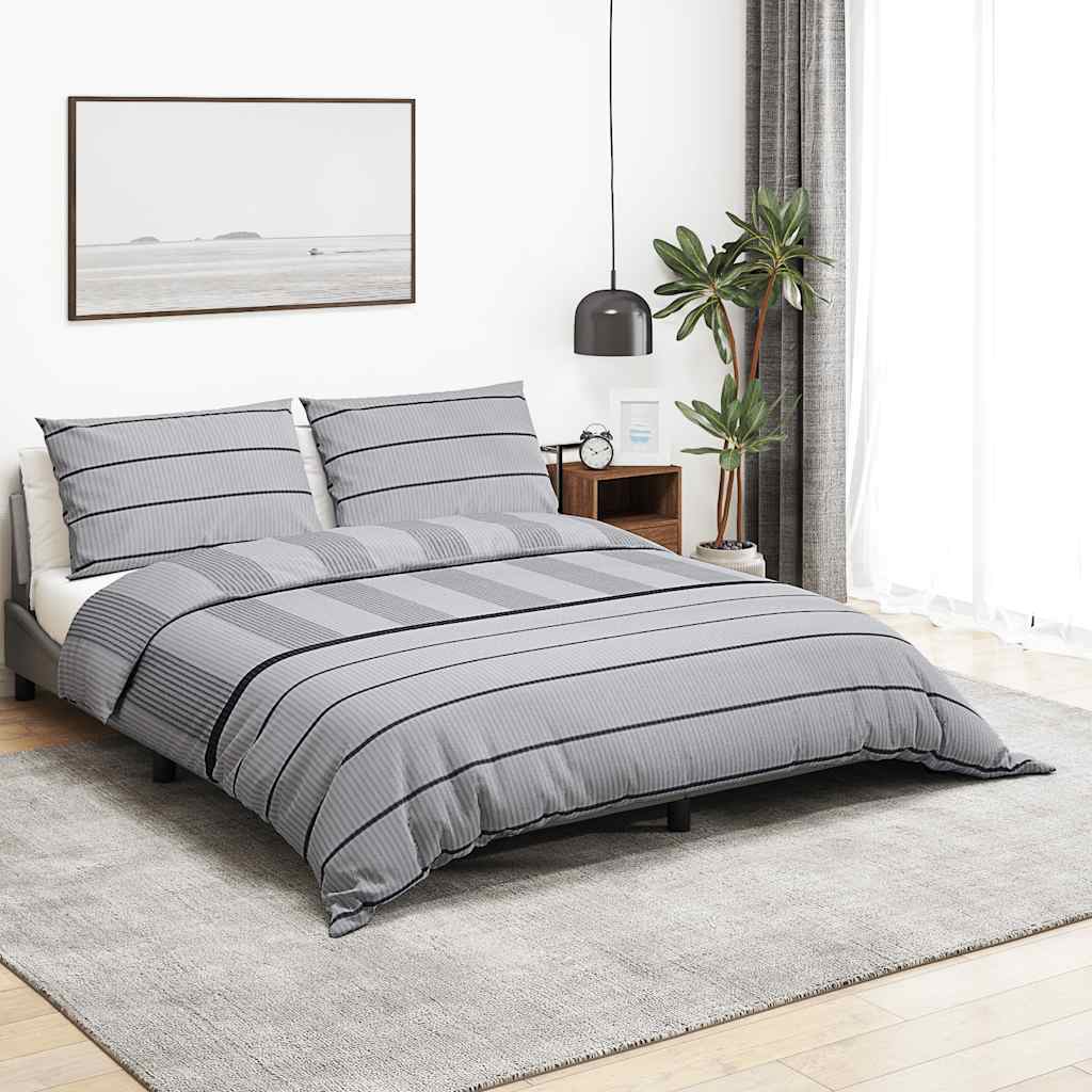 Set posteljine za poplun sivi 140 x 200 cm pamučni200x200