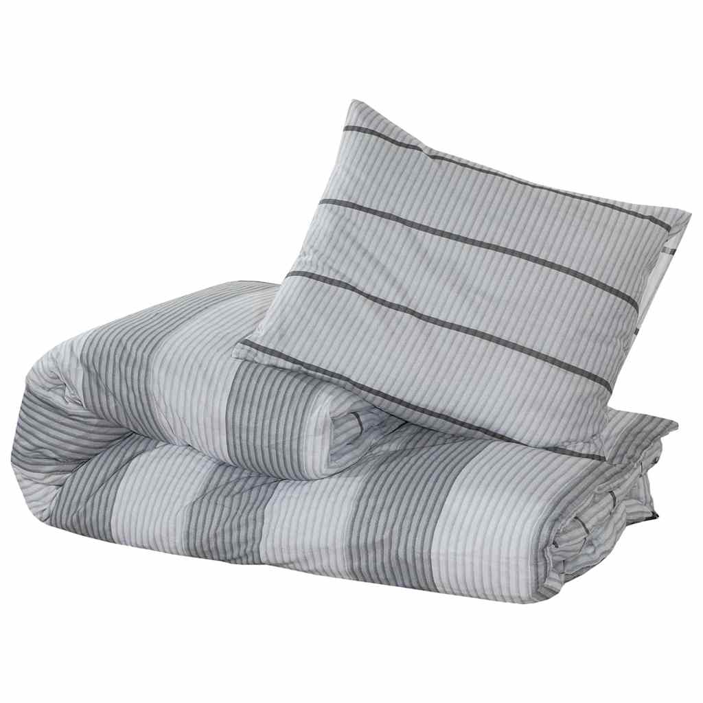 Set posteljine za poplun sivi 220 x 240 cm pamučni