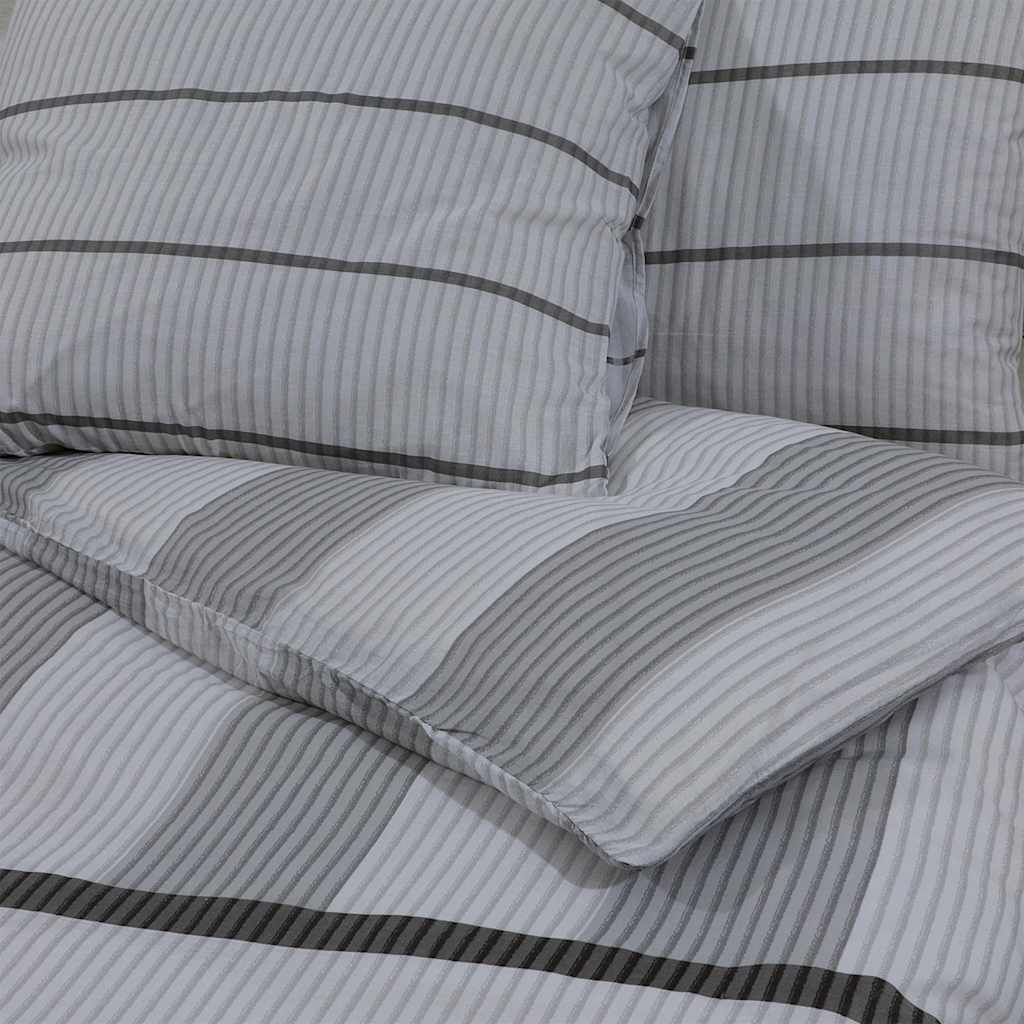 Set posteljine za poplun sivi 220 x 240 cm pamučni