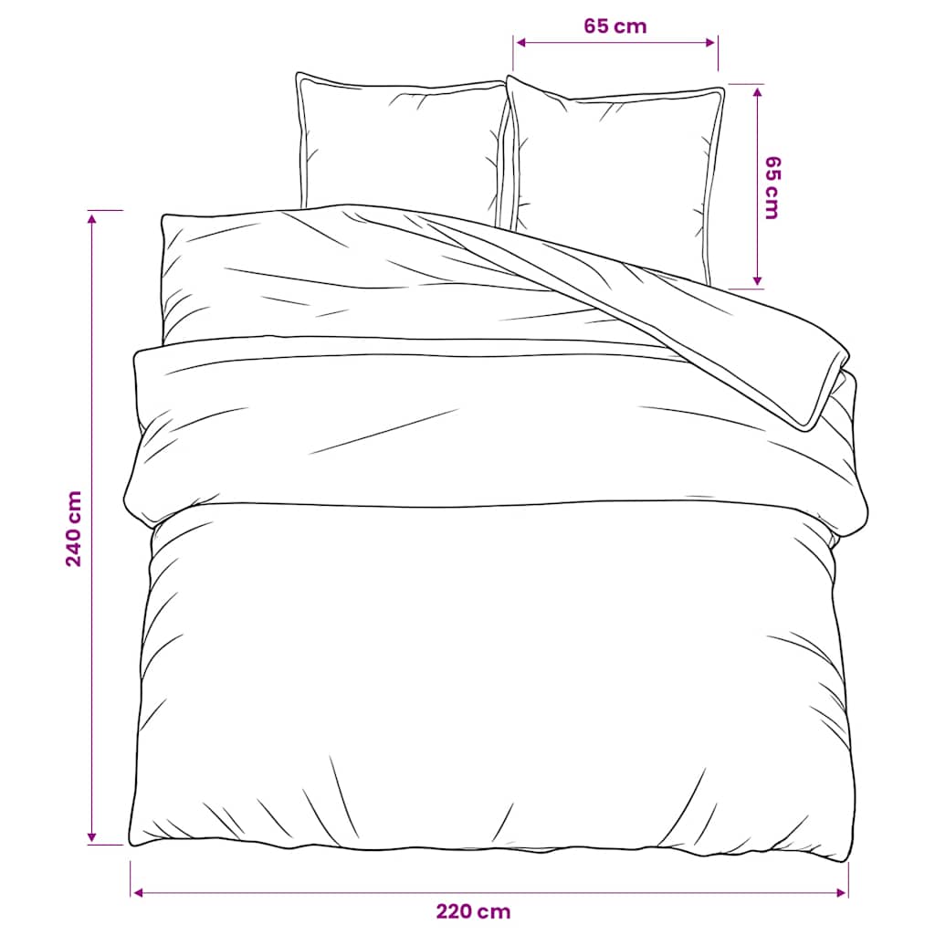 Set posteljine za poplun sivi 220 x 240 cm pamučni