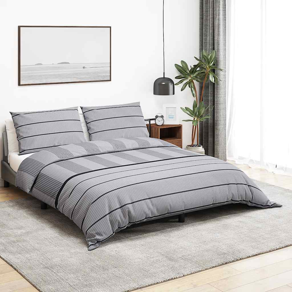 Set posteljine za poplun sivi 220 x 240 cm pamučni