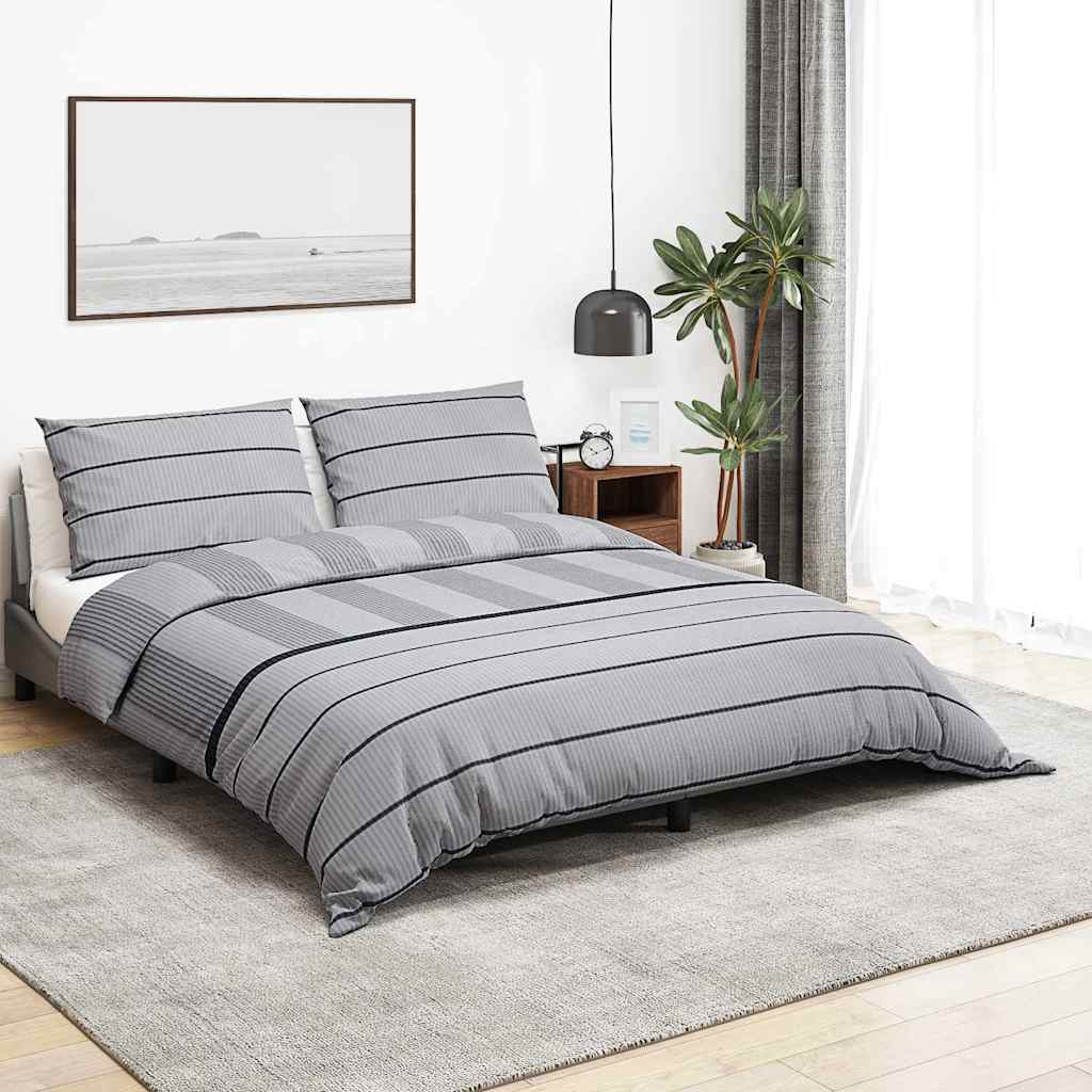 Set posteljine za poplun sivi 200x220 cm pamučni