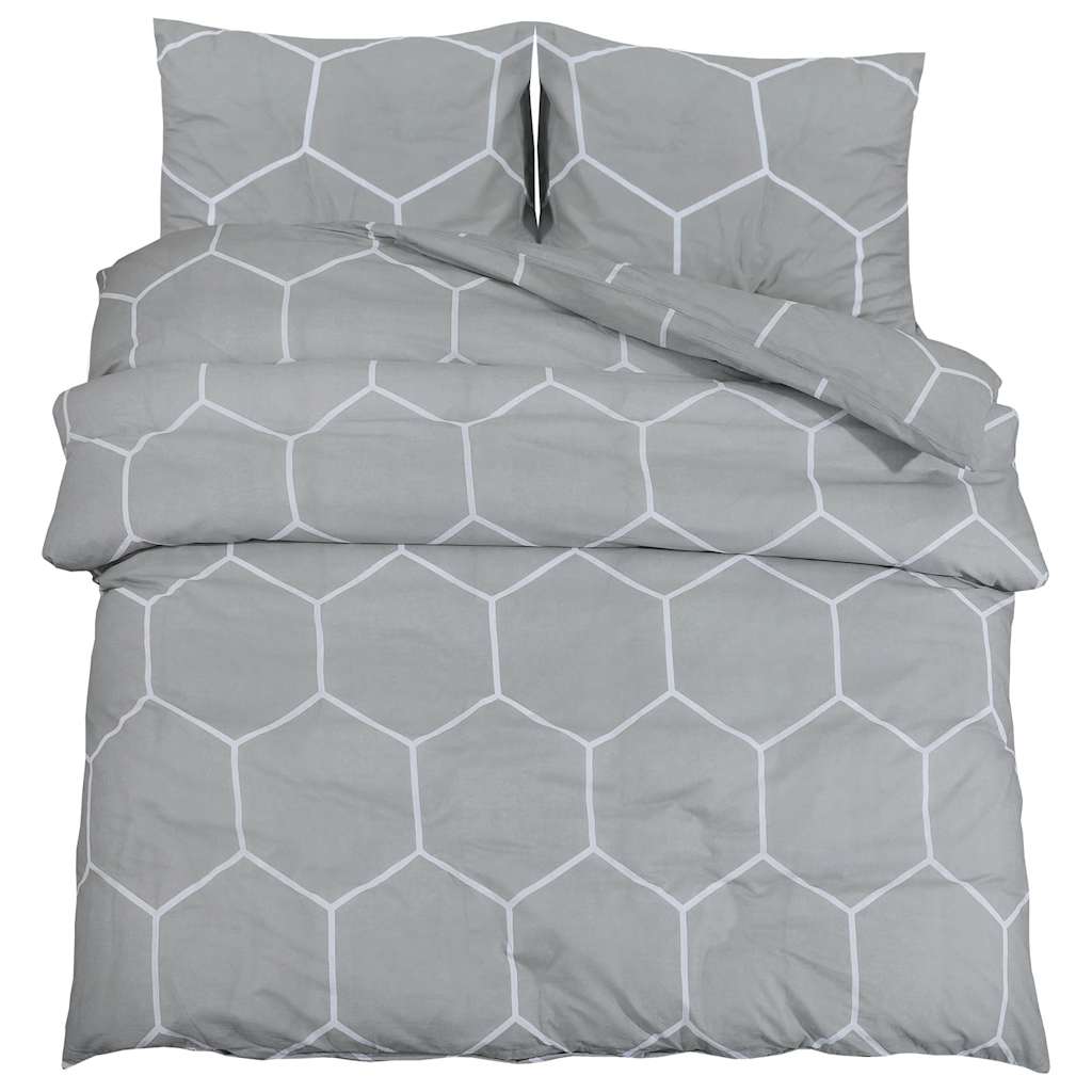 Set posteljine za poplun sivi 240x220 cm pamučni