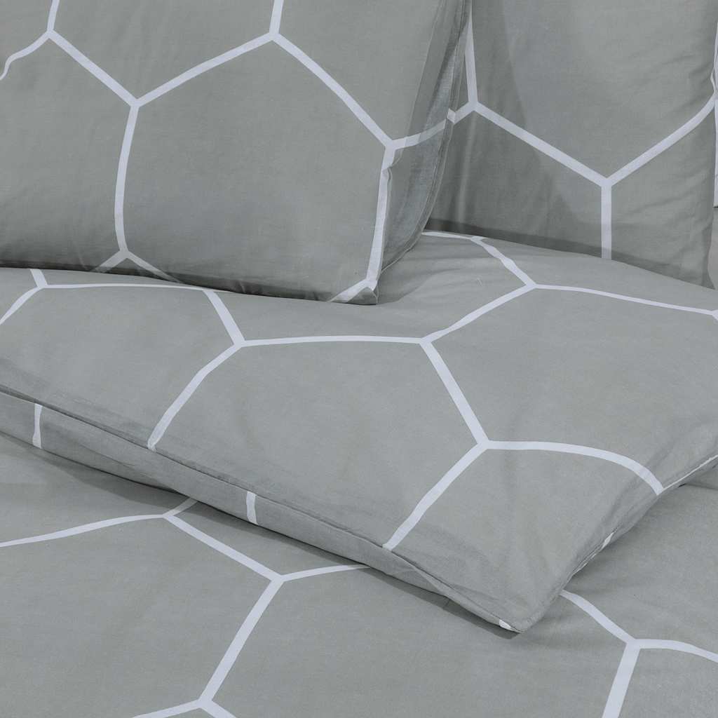 Set posteljine za poplun sivi 155x220 cm pamučni