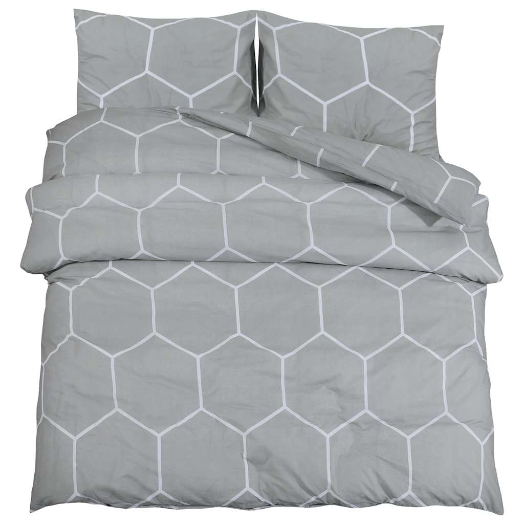 Set posteljine za poplun sivi 260x220 cm pamučni