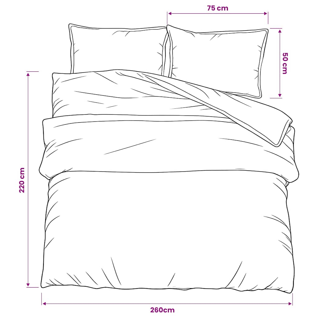 Set posteljine za poplun sivi 260x220 cm pamučni