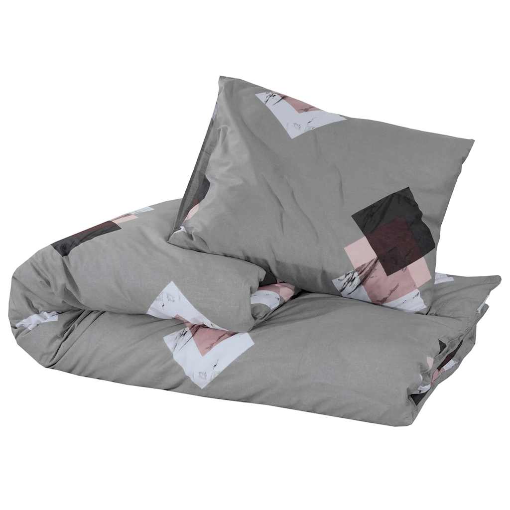 Set posteljine za poplun sivi 140 x 200 cm pamučni