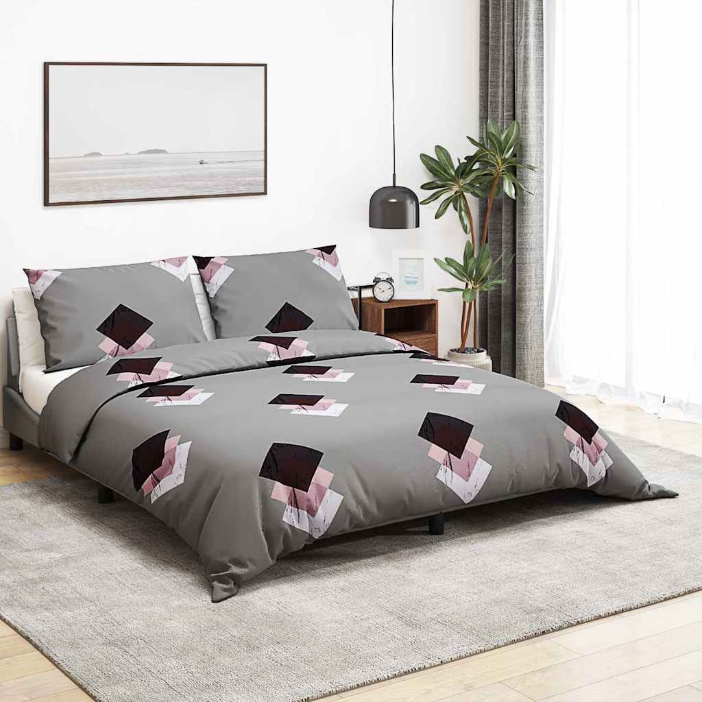 Set posteljine za poplun sivi 135 x 200 cm pamučni