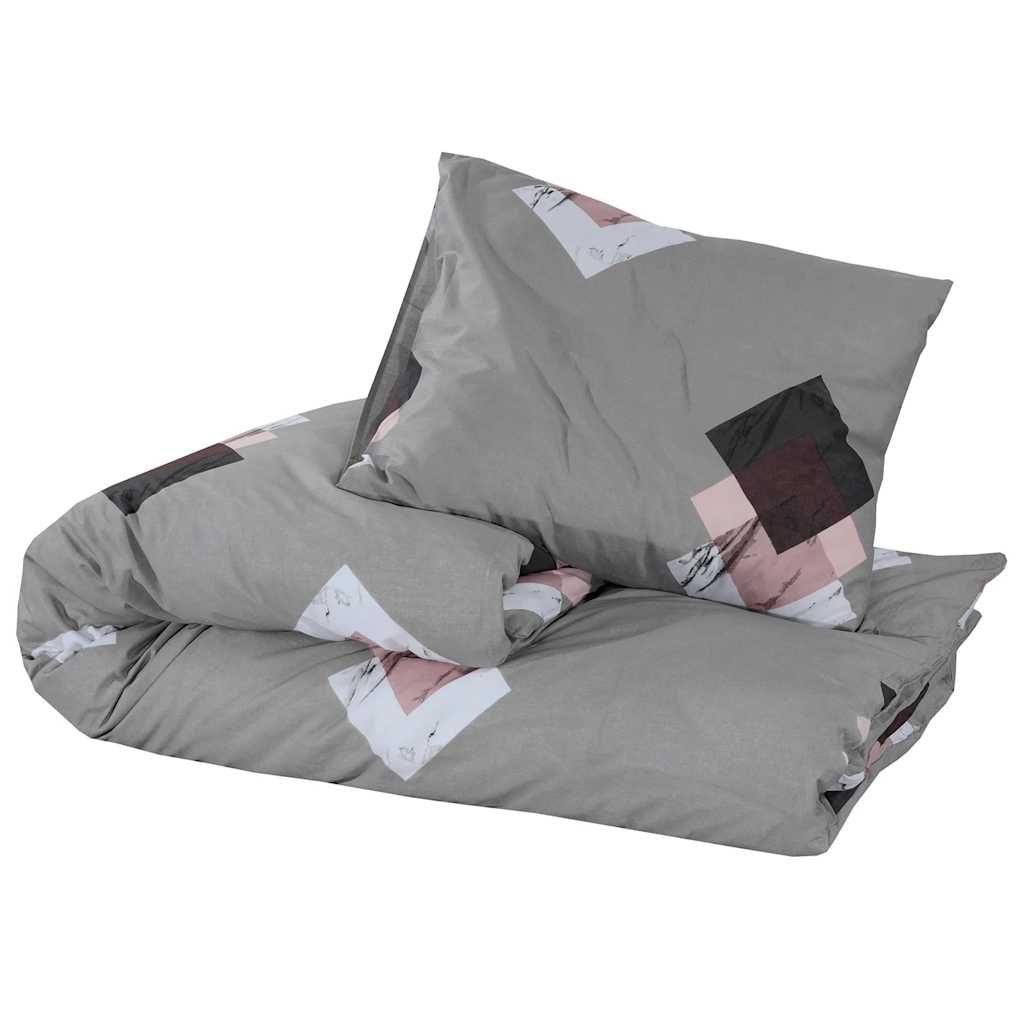 Set posteljine za poplun sivi 140 x 200 cm pamučni