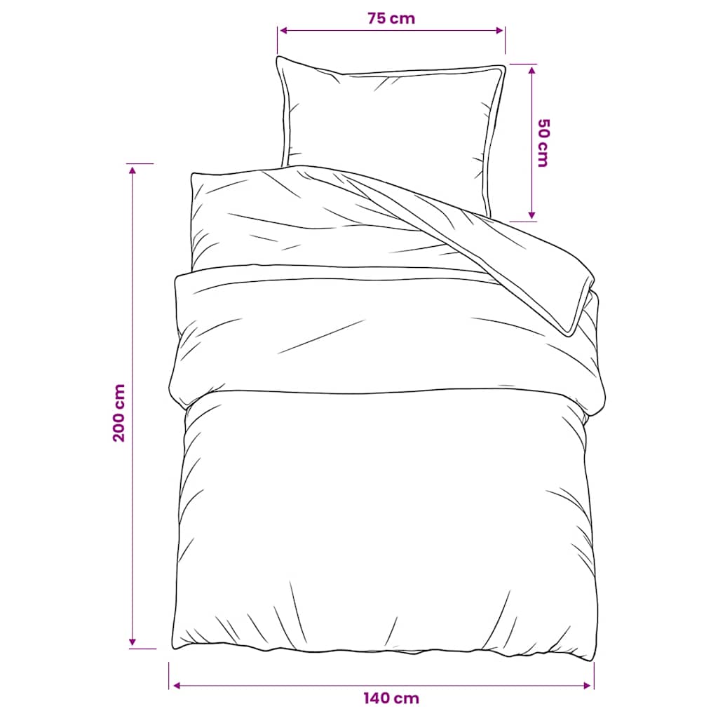Set posteljine za poplun sivi 140 x 200 cm pamučni