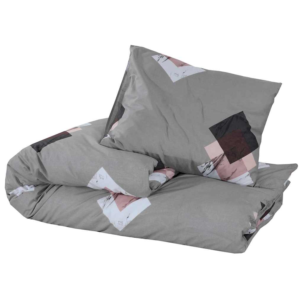 Set posteljine za poplun sivi 225x220 cm pamučni