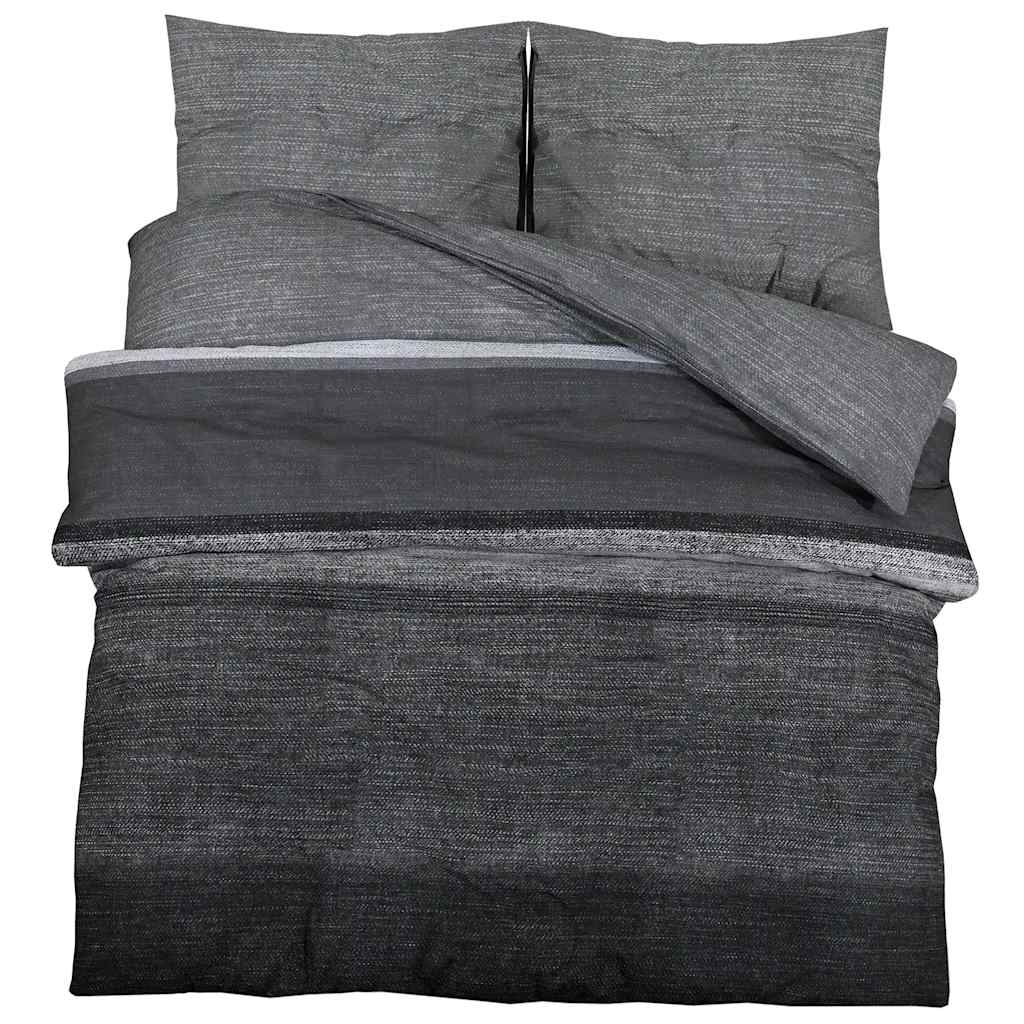 Set posteljine za poplun tamnosivi 140 x 200 cm pamučni