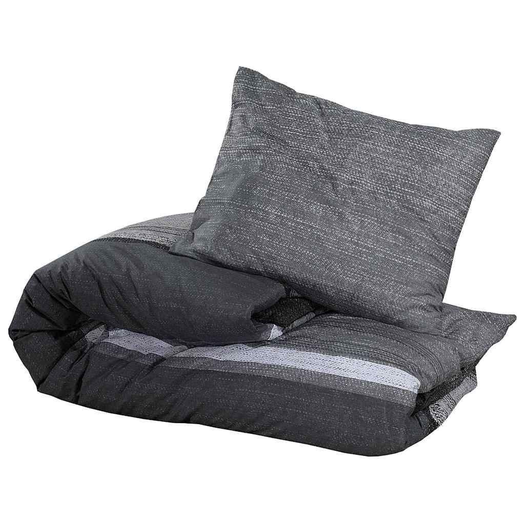 Set posteljine za poplun tamnosivi 140 x 200 cm pamučni