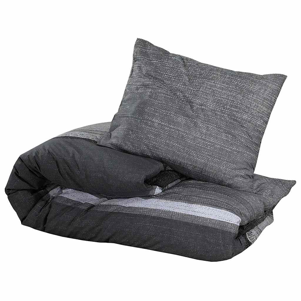 Set posteljine za poplun tamnosivi 220 x 240 cm pamučni