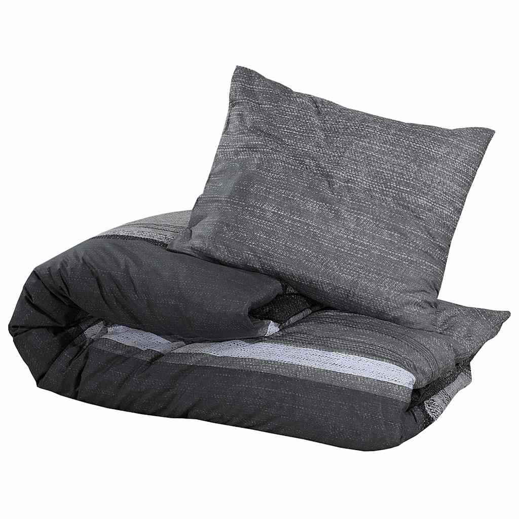 Set posteljine za poplun tamnosivi 135 x 200 cm pamučni