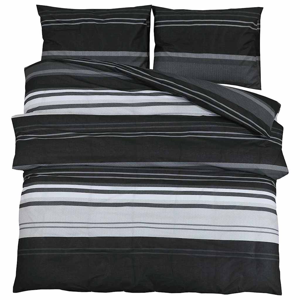 Set posteljine za poplun crno-bijeli 240 x 220 cm pamučni