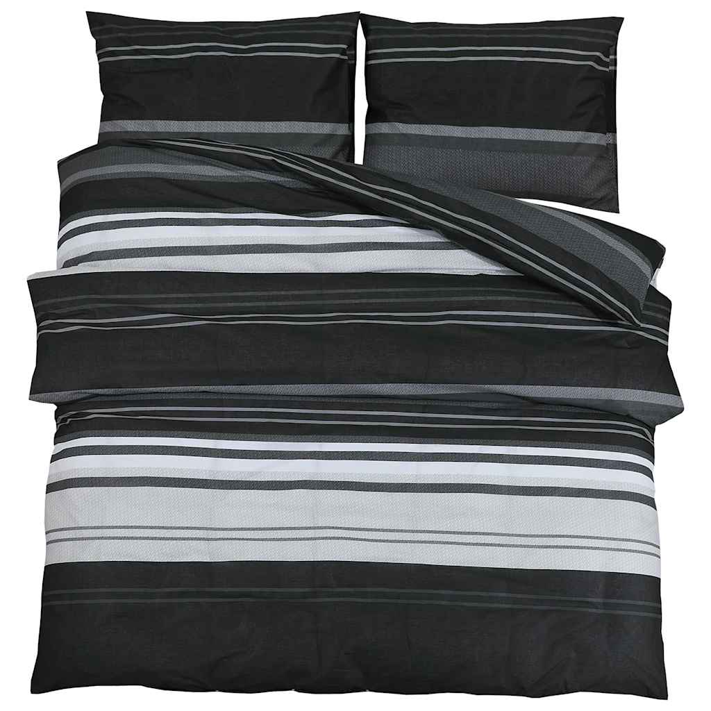 Set posteljine za poplun crno-bijeli 225x220 cm pamučni