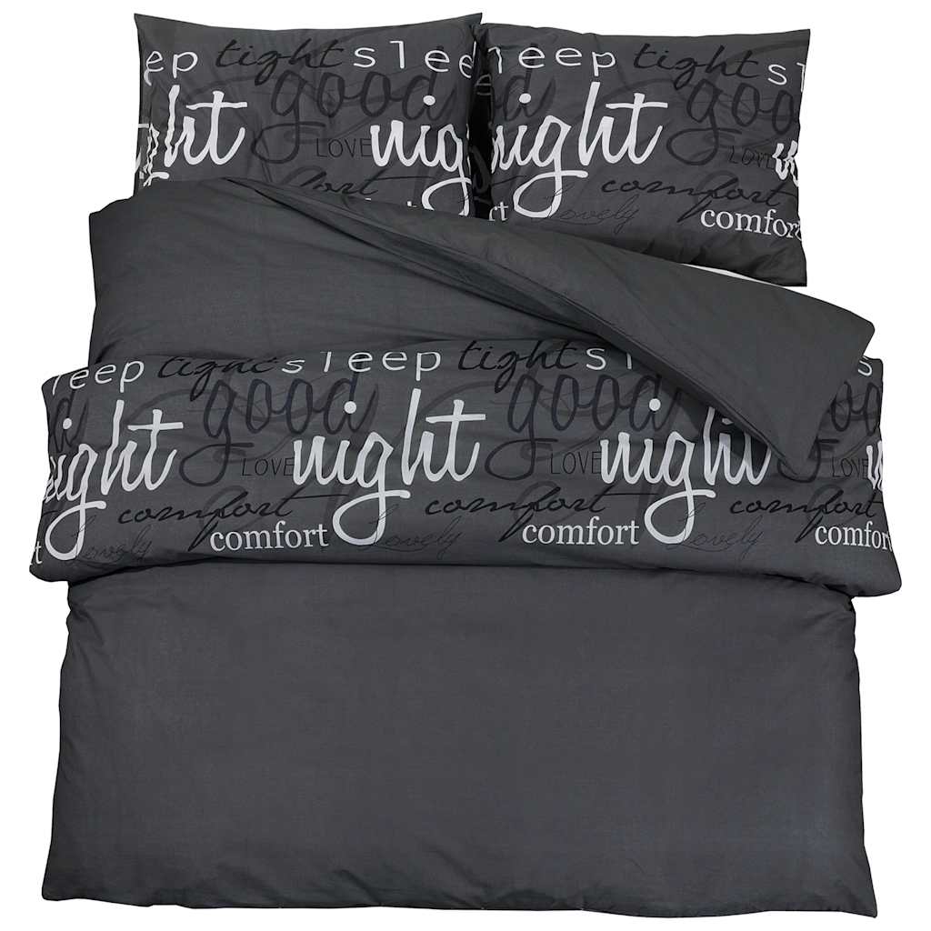 Set posteljine za poplun crni 240 x 220 cm pamučni