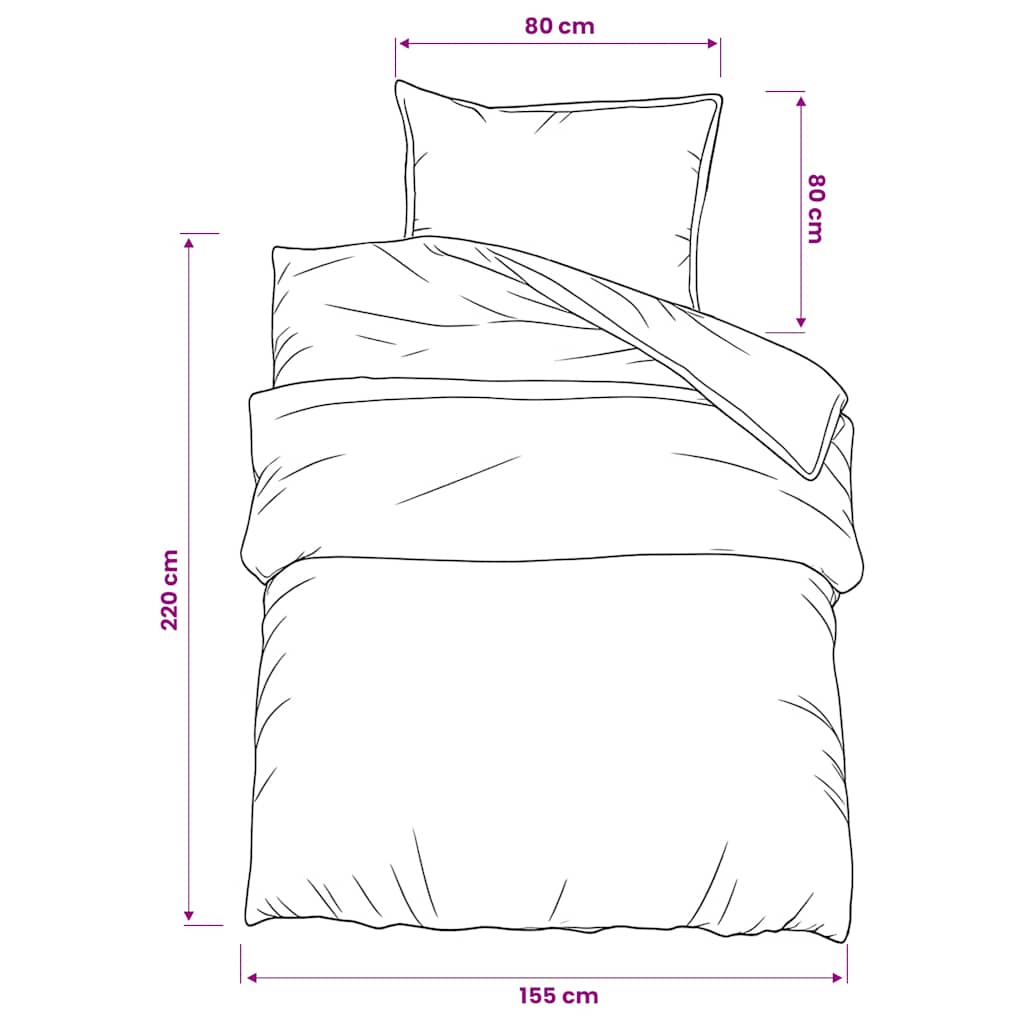 Set posteljine za poplun crni 135 x 200 cm pamučni