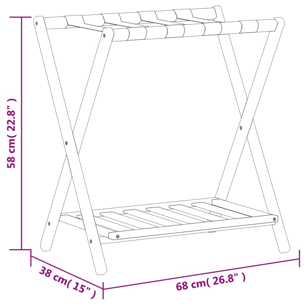 Stalak za prtljagu 68 x 38 x 58 cm od bambusa